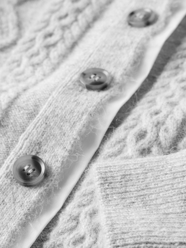 Mint Velvet Grey Cable Knit Wool Blend Cardigan - Image 8 of 8 Mint Velvet Grey Cable Knit Wool Blend Cardigan - Image 8 of 8
