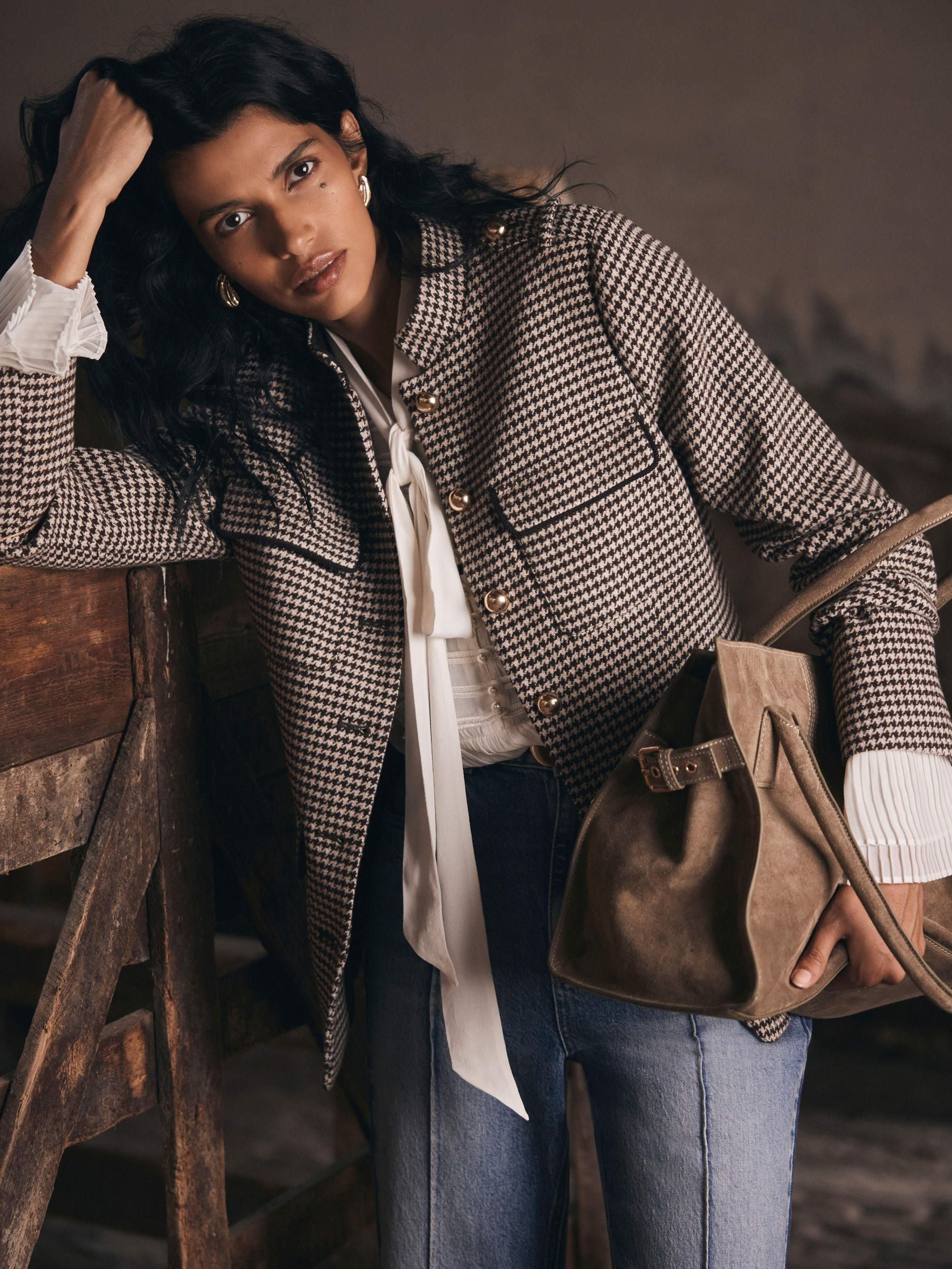 Buy Mint Velvet Brown Checked Military Jacket from Next USA