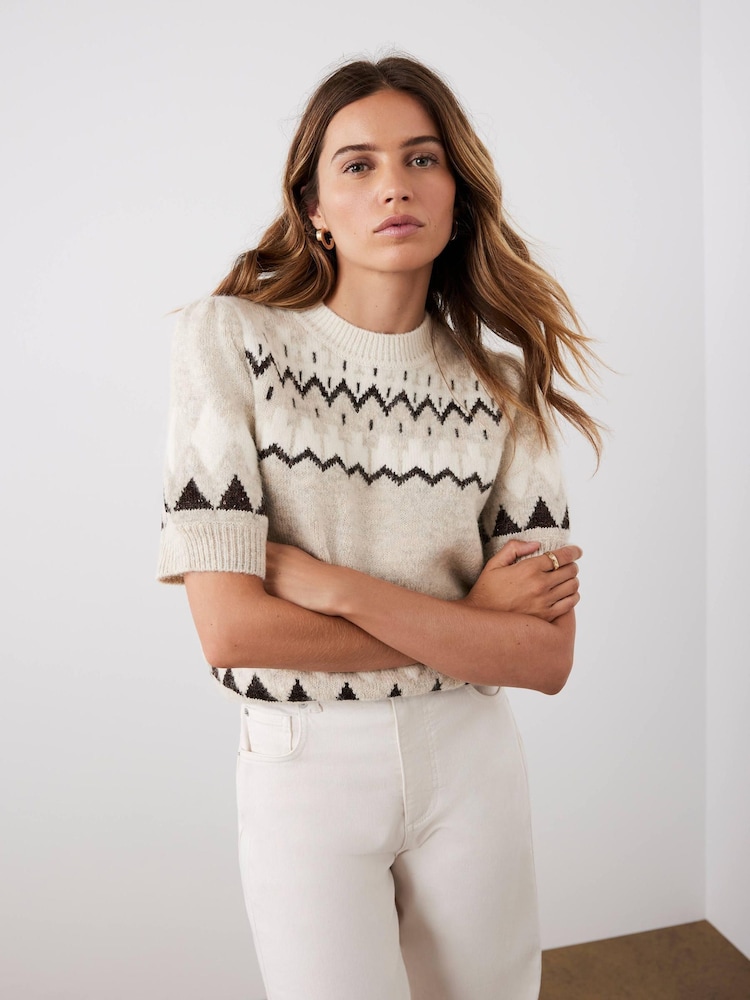 Mint Velvet Cream Sequin Fairisle Top - Image 2 of 8
