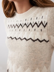 Mint Velvet Cream Sequin Fairisle Top - Image 5 of 8