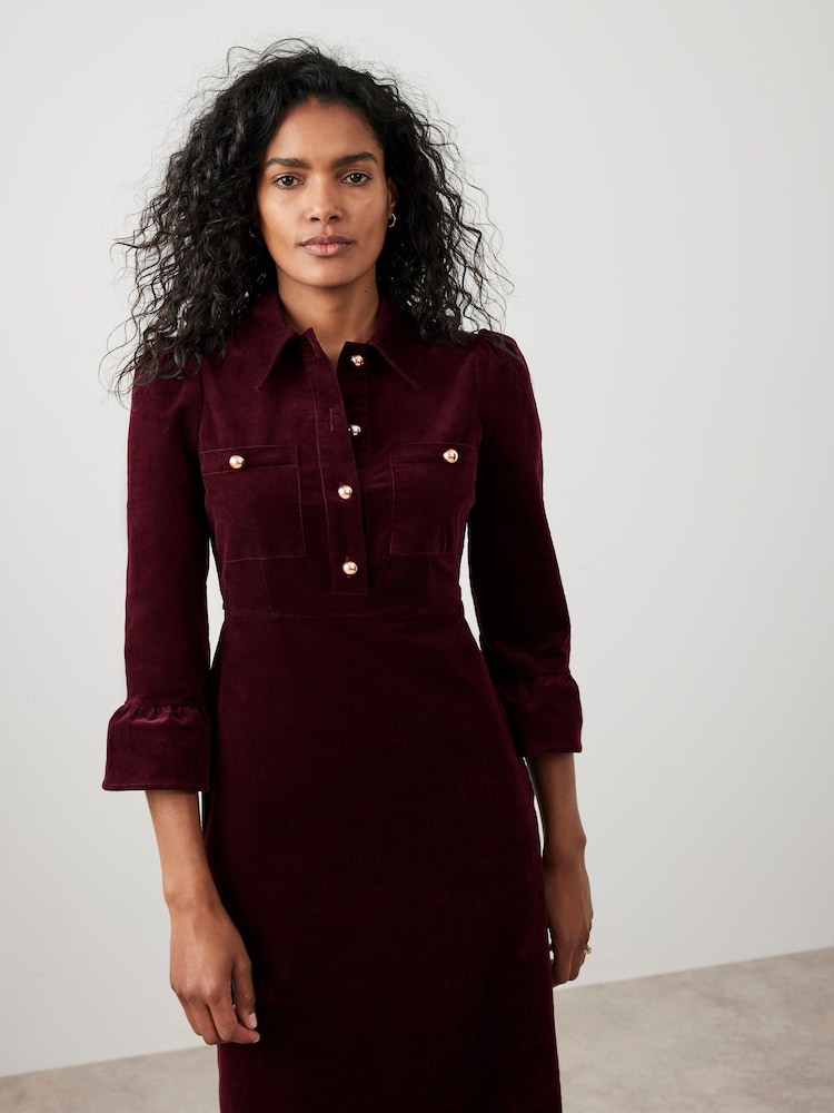 red corduroy dress womens Wholesale Mia Corduroy Dress In Pillarbox Red for your store