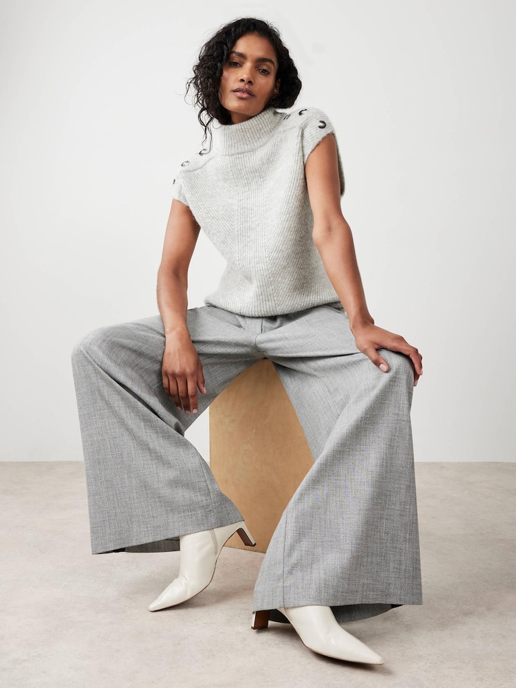 Mint Velvet Grey Sleeveless Wool Blend Top - Image 1 of 8