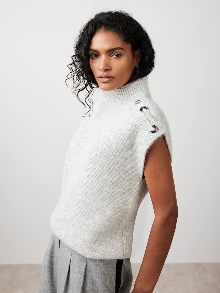 Mint Velvet Grey Sleeveless Wool Blend Top - Image 2 of 8