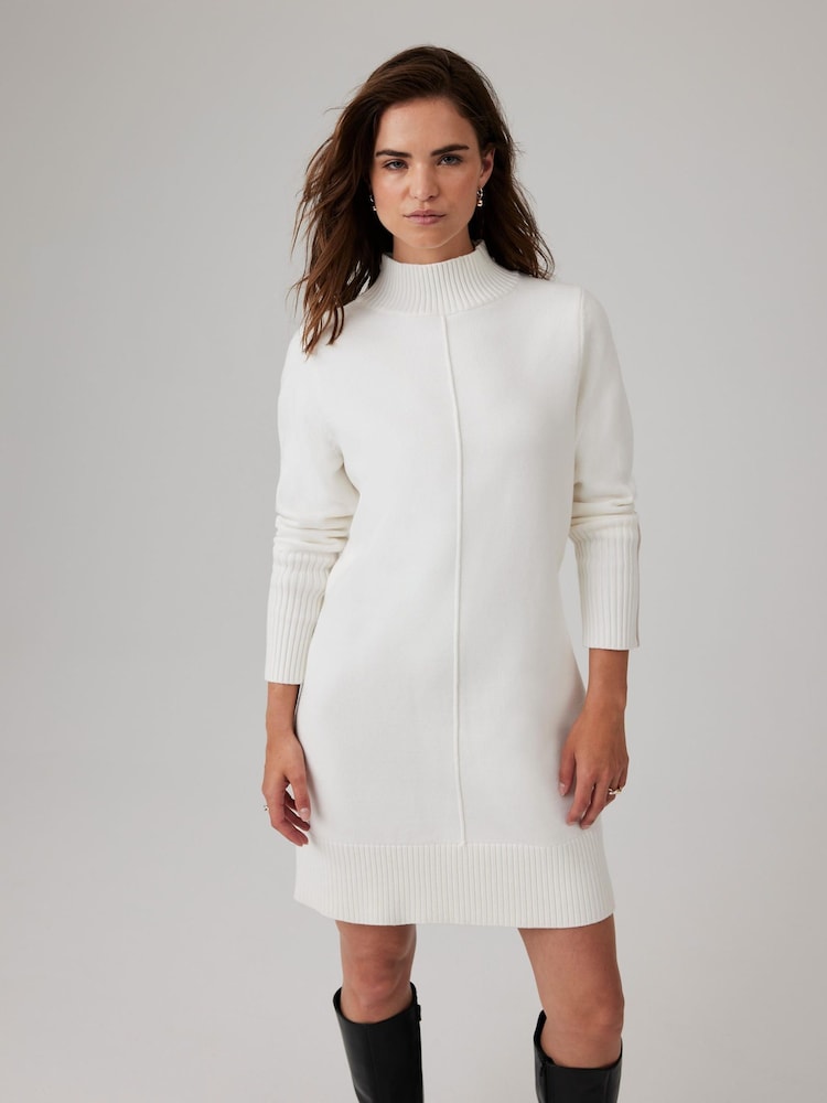 white sweater dress mini UNDRESS ALEXA CREAM MINI SWEATER DRESS