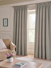 Grey Brushed Stripe Pencil Pleat Lined Curtains - Image 1 of 5