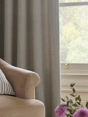Grey Brushed Stripe Pencil Pleat Lined Curtains - Image 3 of 5
