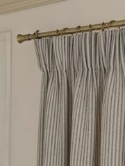 Grey Brushed Stripe Pencil Pleat Lined Curtains - Image 4 of 5