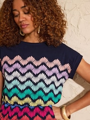 Love & Roses Crew Neck T-Shirt Mini Dress - Imaginea 2 din 4