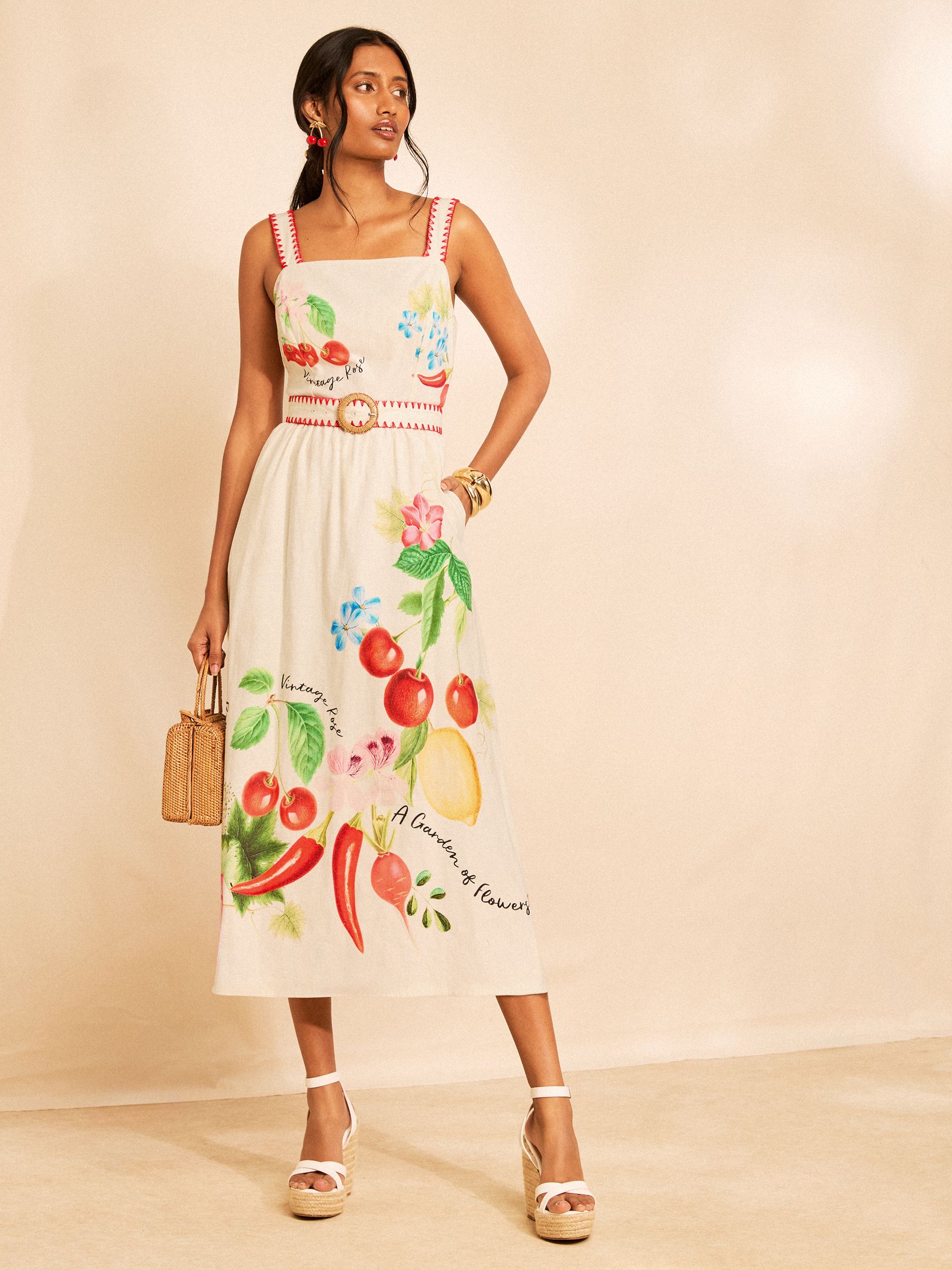 Buy Love & Roses X RHS Multi Fruit Petite Belted Midi Dress from