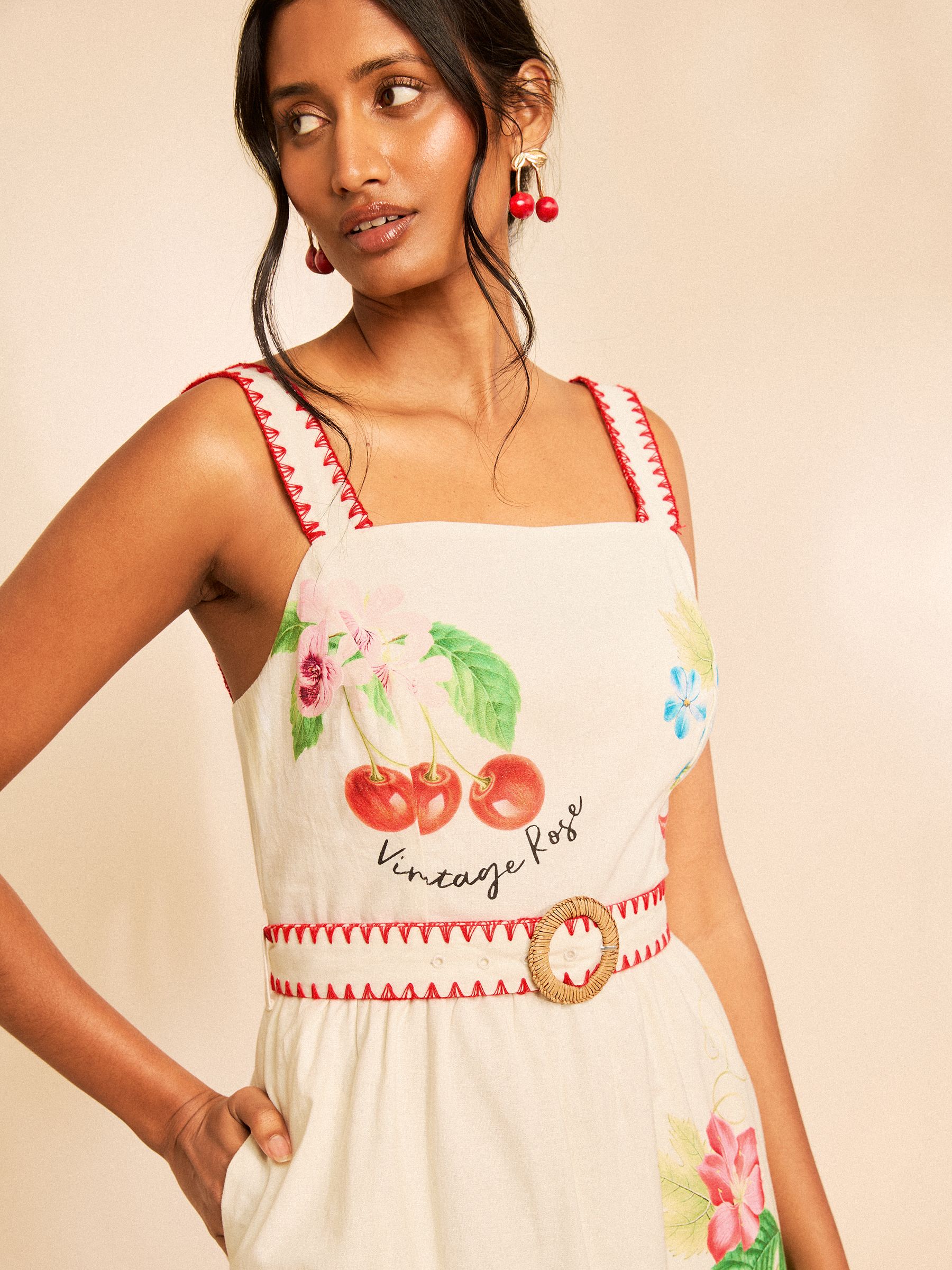Buy Love & Roses X RHS Multi Fruit Petite Belted Midi Dress from