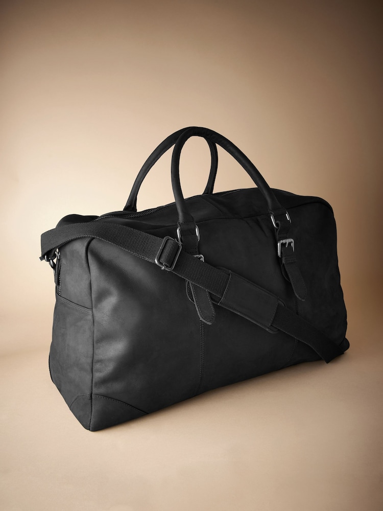 Black Signature Oily Leather Holdall Bag - Image 1 of 6