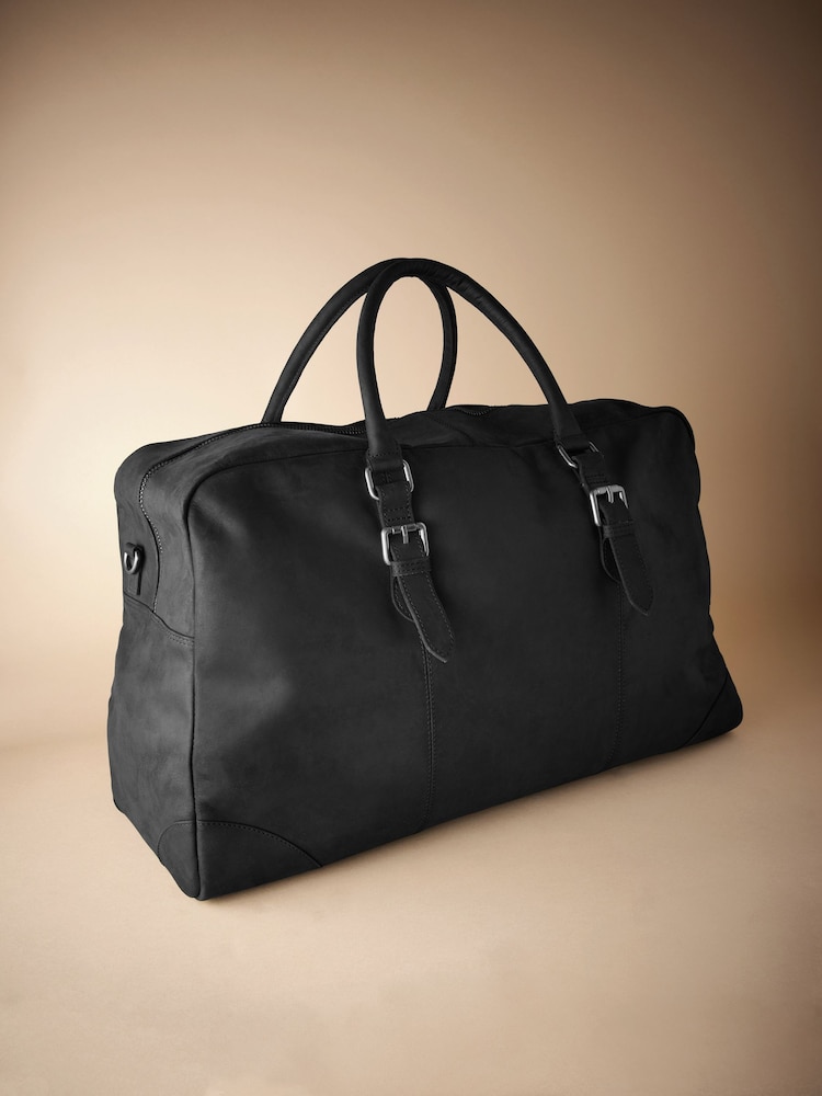 Black Signature Oily Leather Holdall Bag - Image 2 of 6