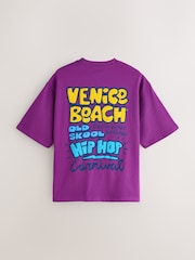 Purple Venice Beach Boxy Graphic Print Heavy Weight T-Shirt - Image 6 of 10