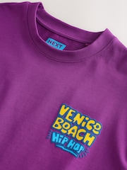 Purple Venice Beach Boxy Graphic Print Heavy Weight T-Shirt - Image 9 of 10