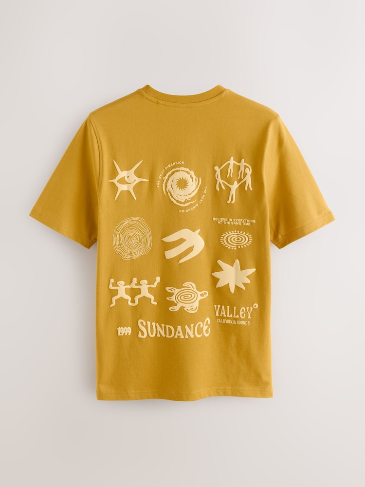 Yellow Sundance Valley Regular Fit Graphic Print Heavy Weight T-Shirt - Image 1 of 5