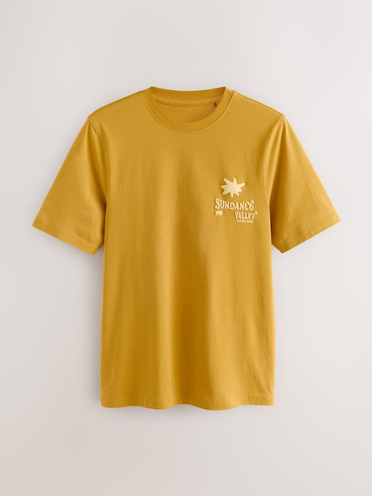 Yellow Sundance Valley Regular Fit Graphic Print Heavy Weight T-Shirt - Image 2 of 5
