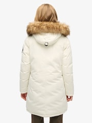 Superdry White Everest Faux Fur Parka Coat - Image 4 of 8