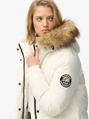 Superdry White Everest Faux Fur Parka Coat - Image 5 of 8