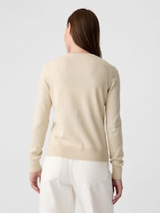 Gap Beige Lightweight Cotton Long Sleeve Crew Neck Cardigan - Image 2 of 6