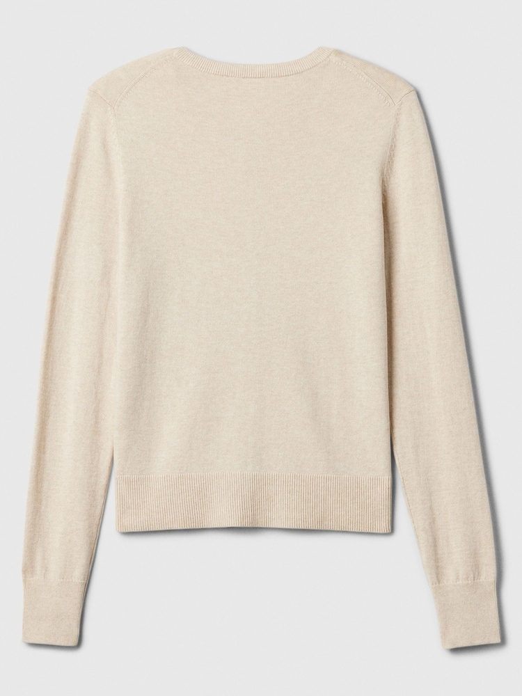 Beige - Gap Lightweight Cotton Long Sleeve Crew Neck Cardigan - Bild 6 von 6 Beige - Gap Lightweight Cotton Long Sleeve Crew Neck Cardigan - Bild 6 von 6