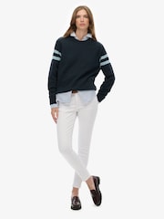 Superdry Blue Relaxed Stripe Knitted Jumper - Image 3 of 5