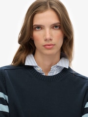 Superdry Blue Relaxed Stripe Knitted Jumper - Image 5 of 5