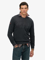Superdry Black Athletic Embossed Sweattop - Image 1 of 5