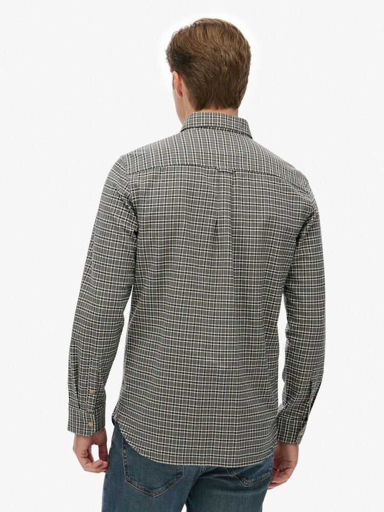 Superdry Grey Premium Check Oxford Shirt - Image 2 of 6 Superdry Grey Premium Check Oxford Shirt - Image 2 of 6