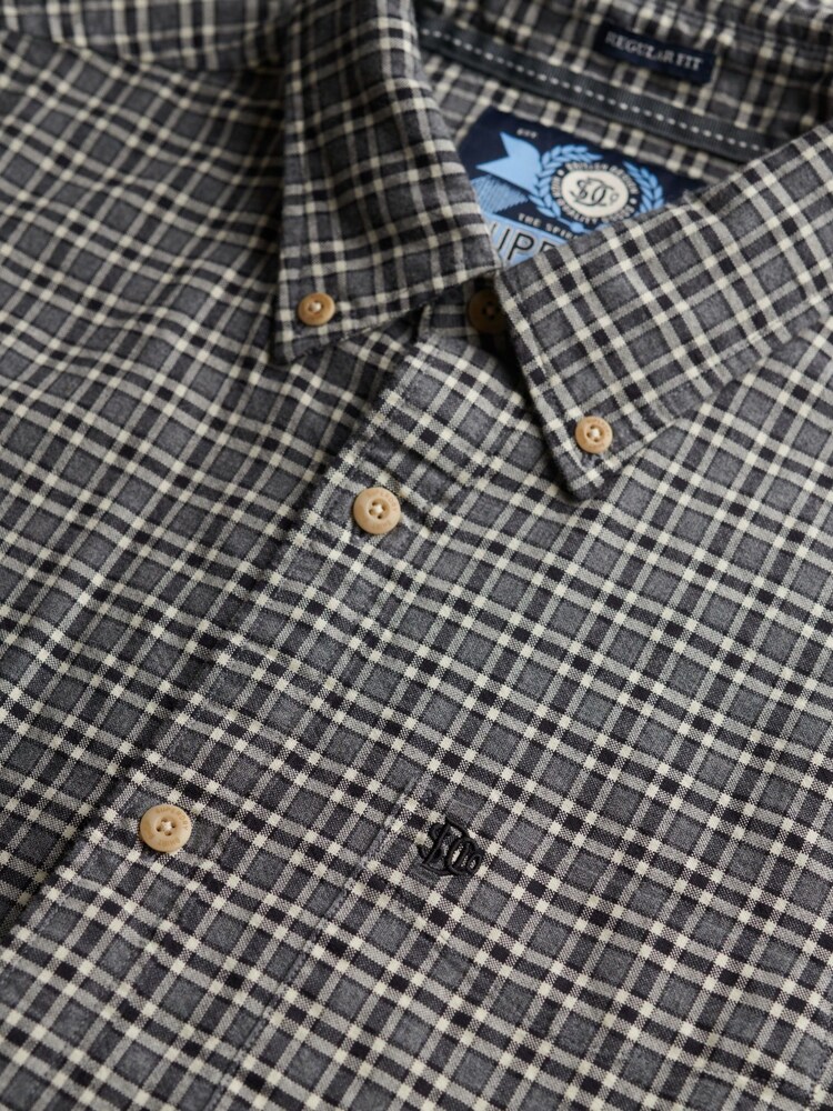 Superdry Grey Premium Check Oxford Shirt - Image 6 of 6 Superdry Grey Premium Check Oxford Shirt - Image 6 of 6