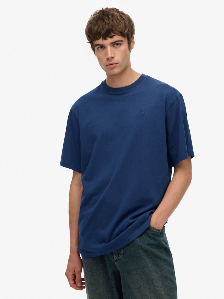 Superdry Blue Blank Oversized T-Shirt - Image 1 of 5 Superdry Blue Blank Oversized T-Shirt - Image 1 of 5
