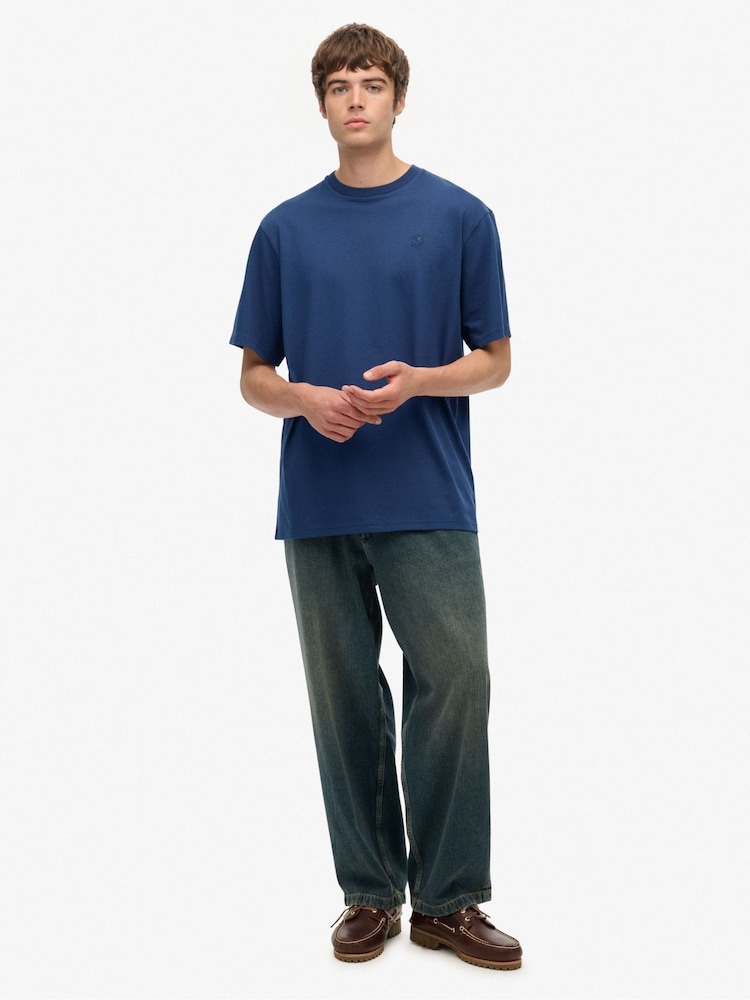 Superdry Blue Blank Oversized T-Shirt - Image 2 of 5 Superdry Blue Blank Oversized T-Shirt - Image 2 of 5