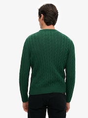 Superdry Green Cotton Cable Knit Crew Jumper - Image 4 of 7