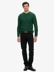 Superdry Green Cotton Cable Knit Crew Jumper - Image 6 of 7