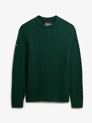 Superdry Green Cotton Cable Knit Crew Jumper - Image 7 of 7