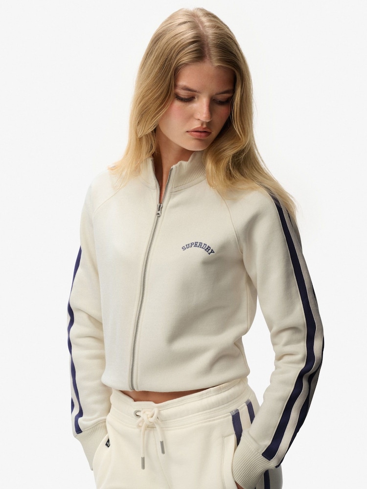 Superdry White Athletic Essentials Logo Track Jacket - Image 1 of 6 Superdry White Athletic Essentials Logo Track Jacket - Image 1 of 6