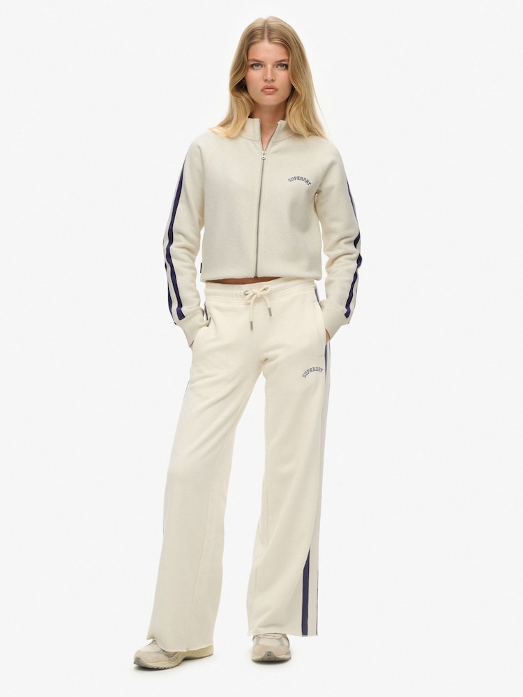 Superdry White Athletic Essentials Logo Track Jacket - Image 2 of 6 Superdry White Athletic Essentials Logo Track Jacket - Image 2 of 6