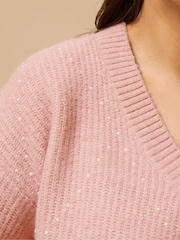 Evans Pink Pearl Embellish Diamond Jumper - Image 4 of 5