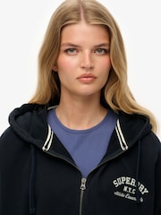 Superdry Blue Athletic Essentials Oversized Zip Hoodie - Image 4 of 6