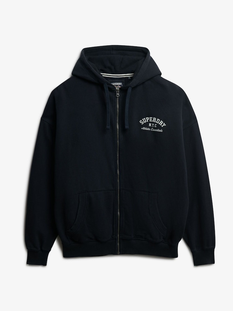 Superdry Blue Athletic Essentials Oversized Zip Hoodie - Image 6 of 6
