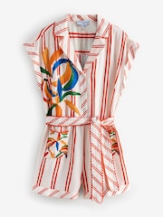 Never Fully Dressed Cream Banana Stripe Playsuit - Image 4 of 6