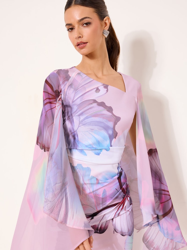 Lipsy Lilac Purple Asymmetric Neckline Long Sleeve Maxi Dress - Image 2 of 4