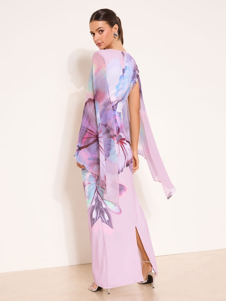 Lipsy Lilac Purple Asymmetric Neckline Long Sleeve Maxi Dress - Image 4 of 4