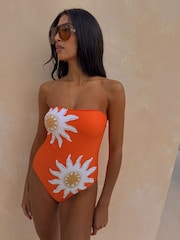 Never Fully Dressed Orange Sun Tummy Control Bandeau Swimsuit - Image 6 of 9