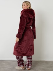 Threadbare Red Faux Fur Trim Dressing Gown - Image 4 of 4