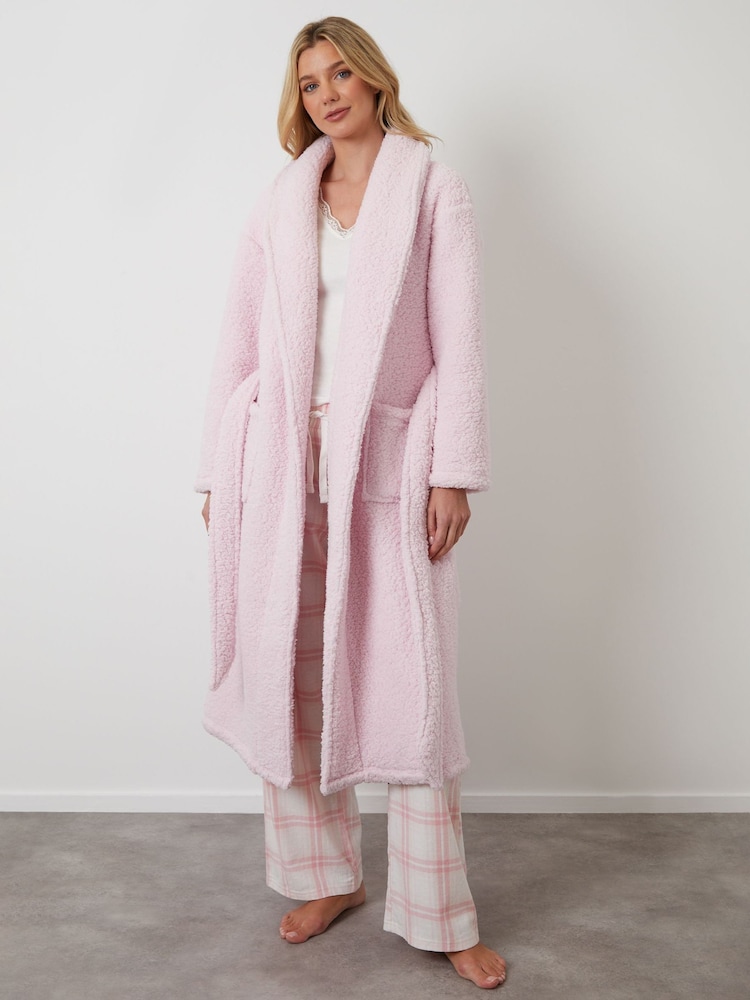 Threadbare Pink Borg Dressing Gown - Image 1 of 4