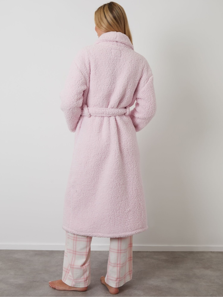 Threadbare Pink Borg Dressing Gown - Image 2 of 4