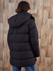Threadbare Black Mid Length Hooded Puffer Coat - Image 3 of 4