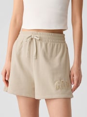 Gap Beige Pull On Logo Shorts - Image 4 of 5