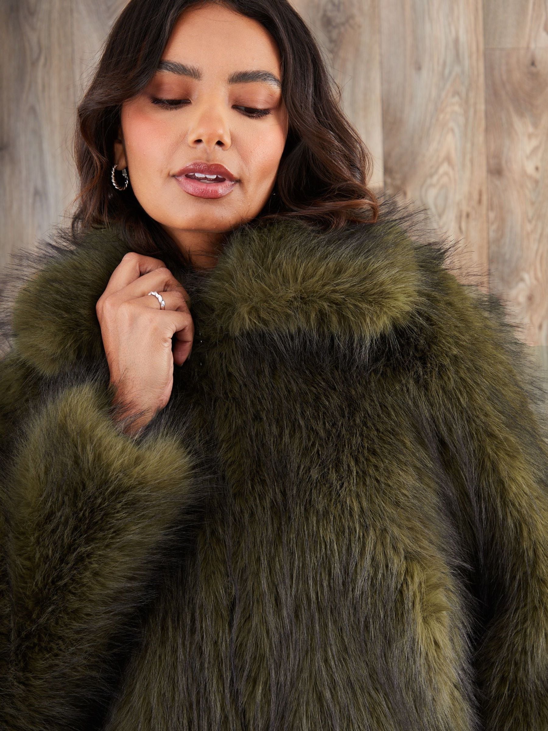 Buy Threadbare Olive Faux Fur Zip Through Coat from Next USA