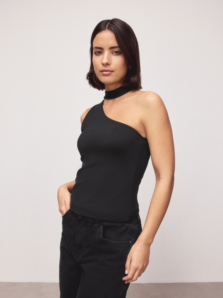 Black Soft Touch Slinky Scarf Neck Top - Image 1 of 7 Black Soft Touch Slinky Scarf Neck Top - Image 1 of 7